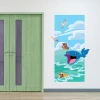 Jonah and the Whale wall decal installed in a church hallway as a colorful Bible teaching visual for children and families.