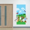 Noah building ark with animals wall decal in a hallway