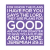 Purple scripture wall decal displaying Jeremiah 29:11 plans for hope and future