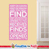 Keep On Asking Crisp Designed Scripture Wall Decal designed for kids’ church wall decals perfect for your Sunday School, kids church, or Children's Ministry hallways.