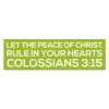Green scripture wall decal displaying Colossians 3:15 let the peace of Christ rule in your hearts