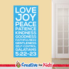 Fruit Of The Spirit Crisp Design Scripture Wall Decal a fun budget friendly way to decorate for kids’ church wall decals perfect for your Sunday School, kids church, or Children's Ministry hallways.