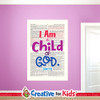 I Am A Child Of God Bible Verse Scripture Wall Decal a fun and effective way to teach Bible Verses to kids and hide the word in their hearts. Creative For Kids wall decals perfect for your Sunday School, kids church, or Children's Ministry hallways.