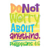 Do Not Worry About Anything Bible Verse Wall Decal Bible verse wall decals support scripture memorization and are perfect for Sunday School wall art, Kids Church, or Children’s Ministry faith-building décor.