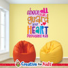 Bright Bible verse wall decal displaying Proverbs 4:23 for Sunday school classrooms.