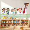 Jesus Follow Me PreK Bible Story Wall Decal Grouping  is perfect for nursery wall art, preschool remodels, Sunday school decor, or children's church classrooms. Brighten any kids' space with this design!