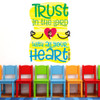 Trust In The Lord With All Your Heart Preschool Wall Decal is a delightful way to welcome Preschoolers and families to your Nursery, PreK, Preschool, Sunday School classroom, or Children's Ministry hallway.