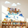 Bible wall decals for kids featuring Noahs Ark scene in classroom.