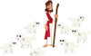 Good Shepherd vinyl wall decal featuring Jesus with lambs on white background.