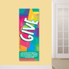 Give Kids Church Worship Banner encourages kids to worship Jesus in kids church, Sunday school, classrooms, hallways, and registration areas. They will inspire kids to do what they were created to do, worship God! All vinyl banners include the option of grommets or no grommets.