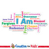 I Am White Trim Word Cloud, Sunday School Decal for Sunday school, Kids church, homeschool, child care, or in your classroom.