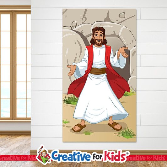 Jesus is Risen, Easter, The tomb, Jesus is alive, He has risen from the grave, Creative For kids Bible Story Banners are wall decor and wall hangings designed for Sunday school, Kids church, homeschool, child care, and children's ministry.