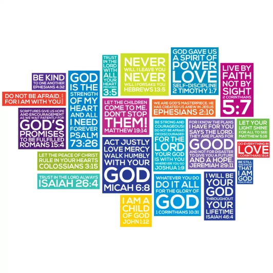Large Scripture memory wall decal complete set layout