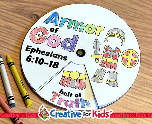 Armor Of God Color Wheel, Armor of God Printable Activity, Bible Lesson, Ephesians, Sword Of The Spirit, Christian Kids Activity, Sunday School, Homeschool Printable, Books of the Bible.