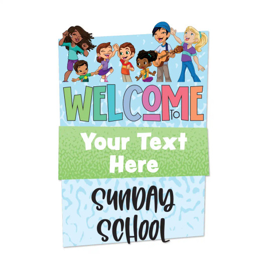 welcome to Sunday school wall decal with kids classroom decor sign