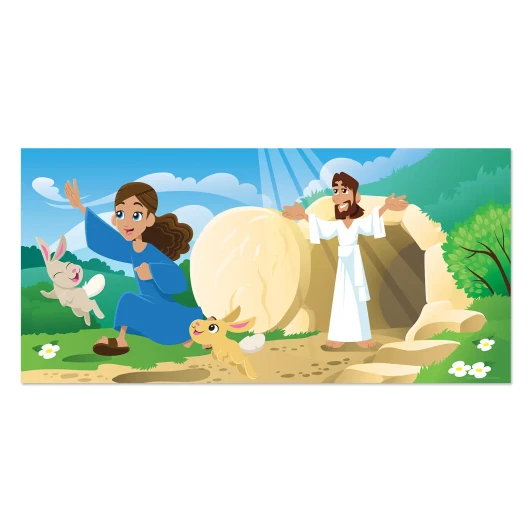 Resurrection Sunday empty tomb Bible story banner