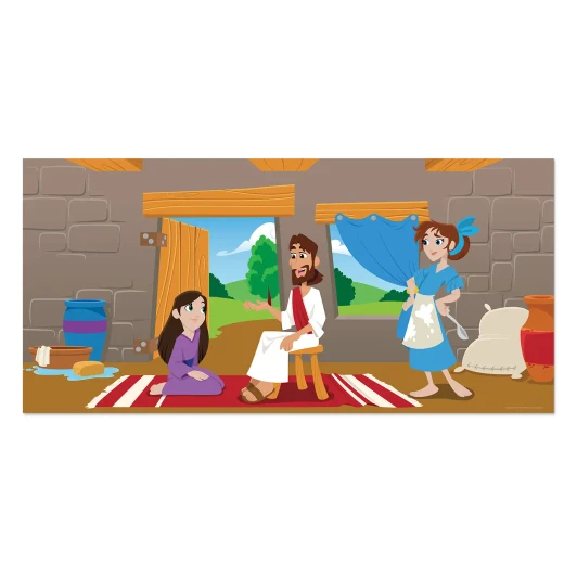 Jesus Mary and Martha Bible story banner