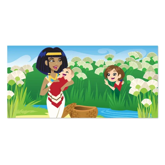 Baby Moses rescued from Nile River banner for kids ministry