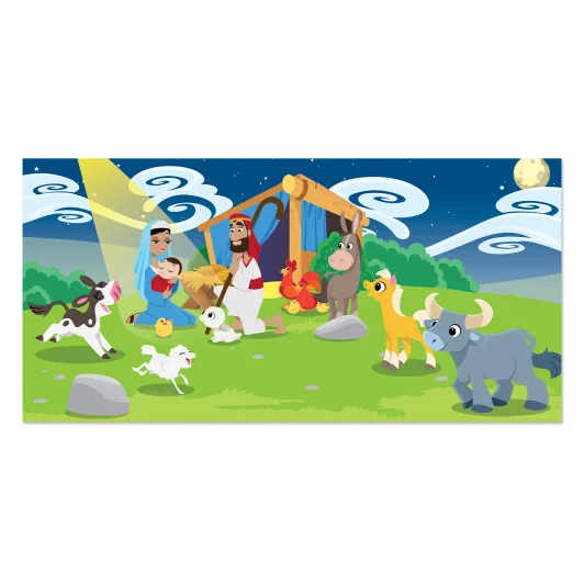 Nativity Bible story banner with baby Jesus