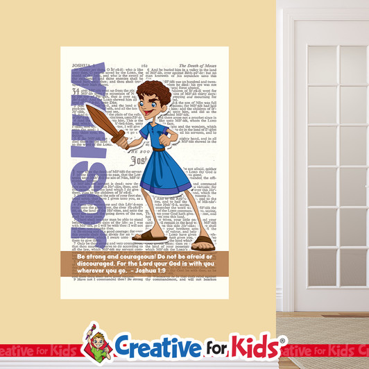 Joshua Battle of Jericho Bible Hero Scripture Page Wall Decal visibly tells the story about a Bible Hero Kids can be inspired by on their way to their Sunday School classroom, in kids church, or in the Children's Ministry hallway.