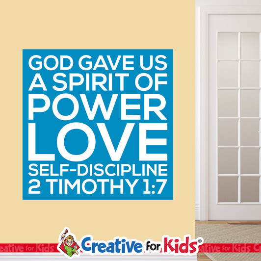 God Gave Us A Spirit Of Crisp Designed Scripture Wall Decal designed for kids’ church wall decals perfect for your Sunday School, kids church, or Children's Ministry hallways.