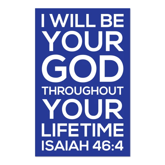 Blue scripture wall decal Isaiah 46:4 I will be your God throughout your lifetime