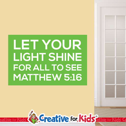 Let Your Light Shine Scripture Crisp Design Wall Decal a fun budget friendly way to decorate for kids’ church wall decals perfect for your Sunday School, kids church, or Children's Ministry hallways.