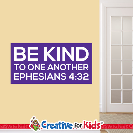 Be Kind To One Another Scripture Crisp Design Wall Decal an effective way to teach Bible verses to kids! Creative For Kids wall decals perfect for your Sunday School, kids church, or Children's Ministry hallways.