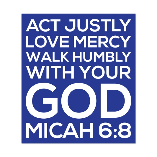 Micah 6:8 Scripture Memory Wall Decal in bold blue typography.