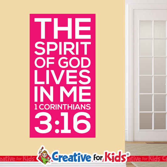 The Spirit Of God Lives In Me Scripture Crisp Design Wall Decal an effective way to teach Bible verses to kids! Creative For Kids wall decals perfect for your Sunday School, kids church, or Children's Ministry hallways.