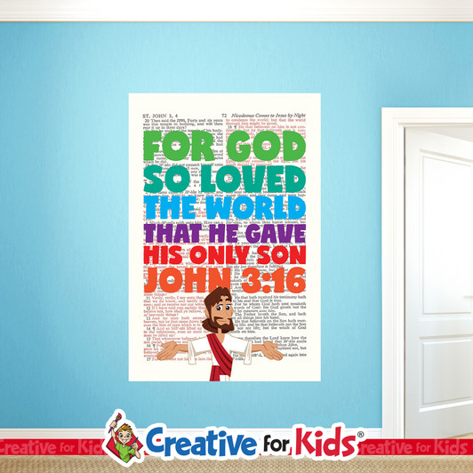 Our inspiring scripture page wall decal will display wonderfully in your Kids Church, Sunday School Classroom or anywhere you want an eye-catching scripture to encourage.