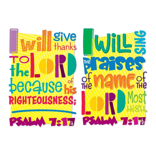 Matching Psalm 7:17 Scripture wall decal set for children's worship classrooms.