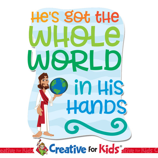 He's Got The Whole World In His Hands Bible Verse Wall Decal offers an easy to install D.I.Y alternative to decorating your Nursery, PreK, Preschool, Sunday School classroom, or Children's Ministry hallway.