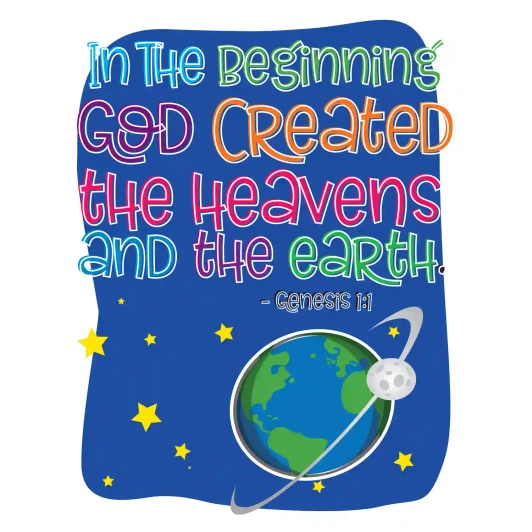 In the beginning God created heavens and earth wall decal kids ministry