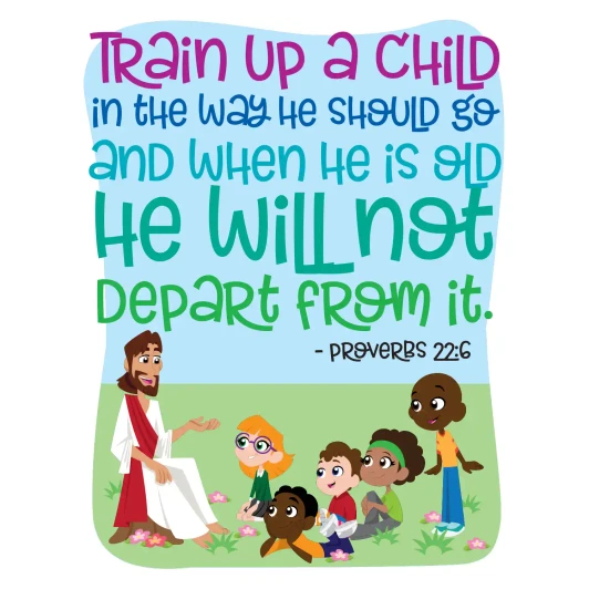 Jesus teaching children Train up a child Proverbs 22:6 wall decal kids ministry
