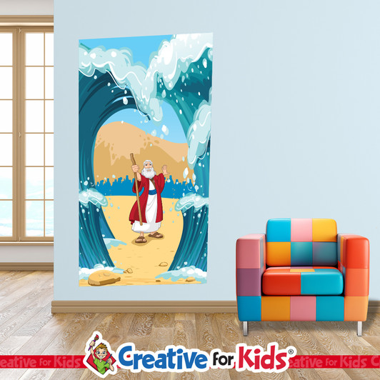 Moses Parting the Red Sea Elementary Bible Story Wall Decal will bring the stories of the Bible to life on the walls of your Sunday School, kids church, or Children's Ministry hallways.