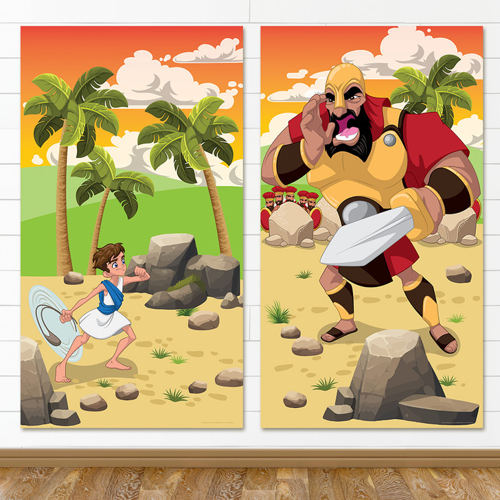 Goliath challenging Israel's army banner set for kids minsitry