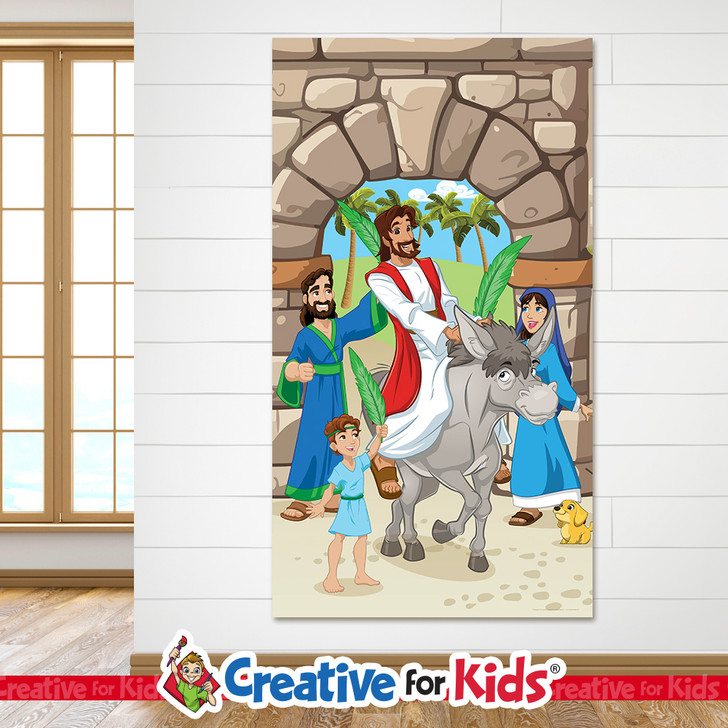 Palm Sunday Bible story banner for Sunday school lessons