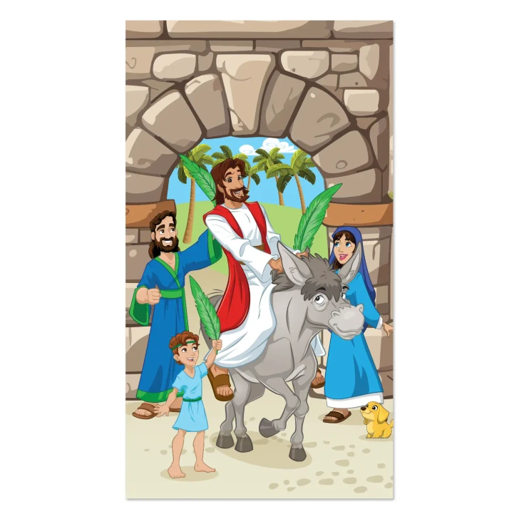 Jesus enters Jerusalem on a Donkey Elementary Bible story Banner