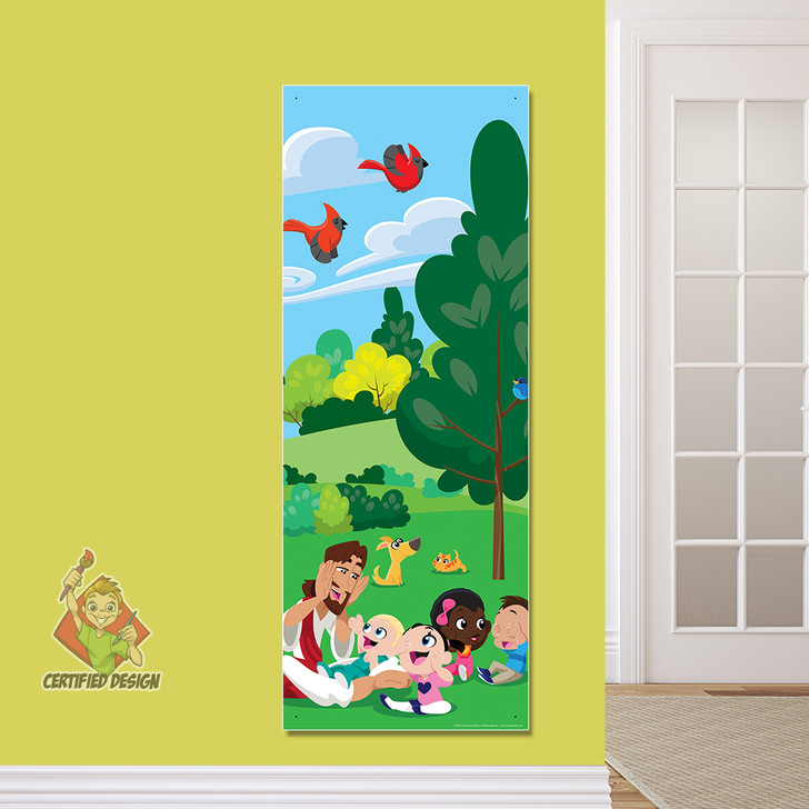 Jesus Peek-A-Boo PreK Bible Stories Banner encourages kids to spend time with Jesus as they walk down the children’s ministry hallway,in their Sunday School classroom, or in kids church. All vinyl banners include the option of grommets or no grommets.