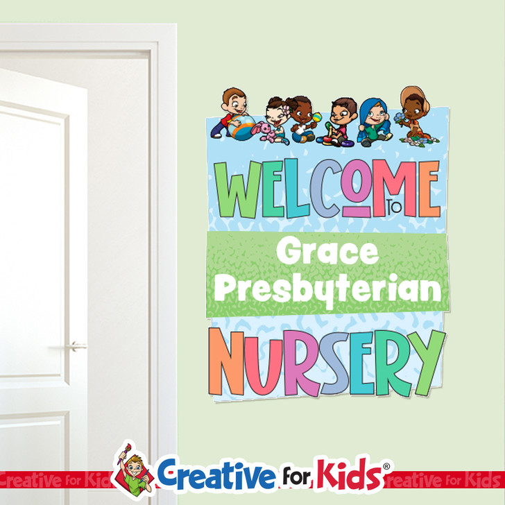 Custom Welcome to  Nursery Wall Decal can be personalized for Children's Church Walls.