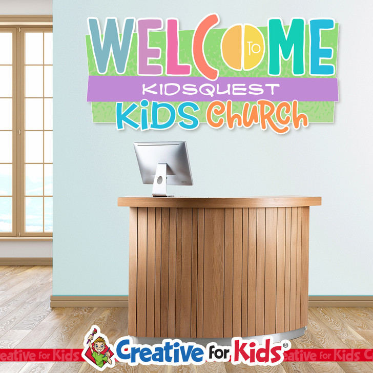 Custom Welcome to Kids Church Wall Decal can be personalized for Children's Church, Sunday School, or Kids Church spaces