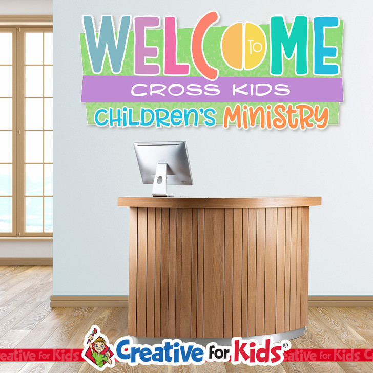 Custom Welcome to Children's Ministry Wall Decal can be personalized for Children's Church, Sunday School, or Kids Church spaces