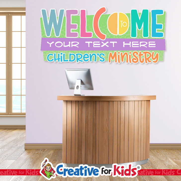 Custom Welcome to Children's Ministry Wall Decal where you can add your own text for personalizeation: Children's Church