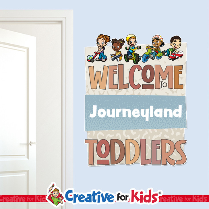 Custom Welcome to Toddlers Wall Decal can be personalized for Preschool Nursery or Children's Ministry
