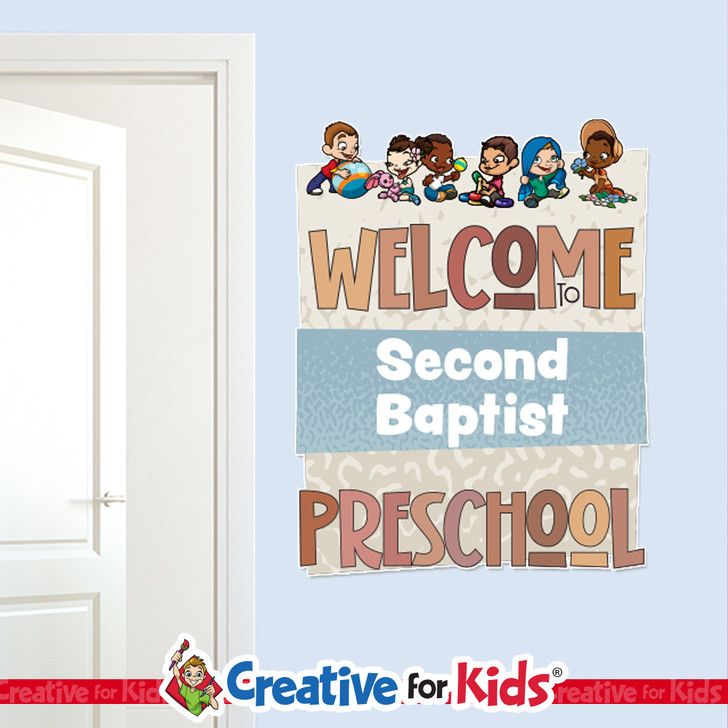 Custom Welcome to Preschool Wall Decal can be personalized for Preschool Nursery or Children's Ministry