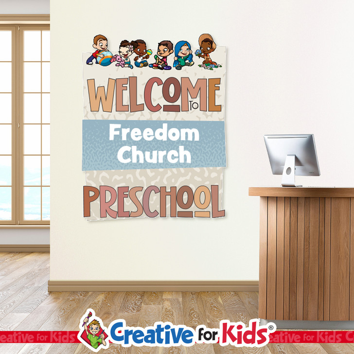 Custom Welcome to Preschool Wall Decal can be personalized for Preschool Nursery or Children's Ministry