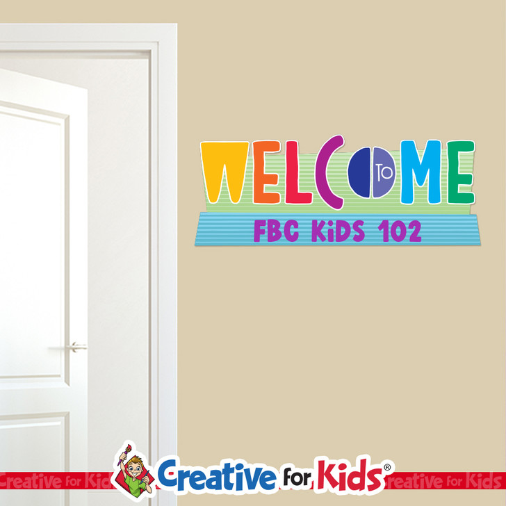 Custom Welcome Wall Decal Lines can be personalized for your Children's Ministry sign-In, registration, or family check in area.