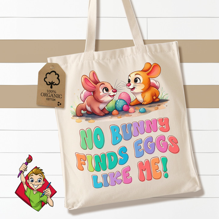 A festive and charming Easter tote bag made from 100% Organic Cotton, featuring a colorful Easter message. Ideal for Easter celebrations, church events, or everyday use as a faith-inspired accessory.