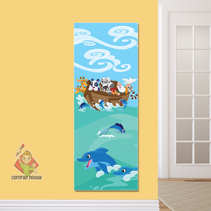Noah's Ark Water PreK Bible Stories Banner introduces kids to Heroes of the  Bible that inspire them on their way to their Sunday School classroom, in kids church, Nursery, Preschool or Registration area. All vinyl banners include the option of grommets or no grommets.